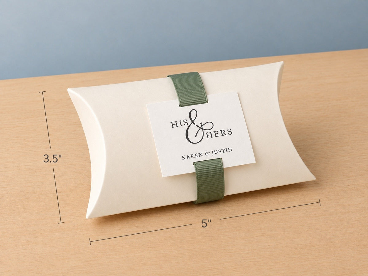Custom Treat Favor in a large pillow box, 5 by 3.5 inches