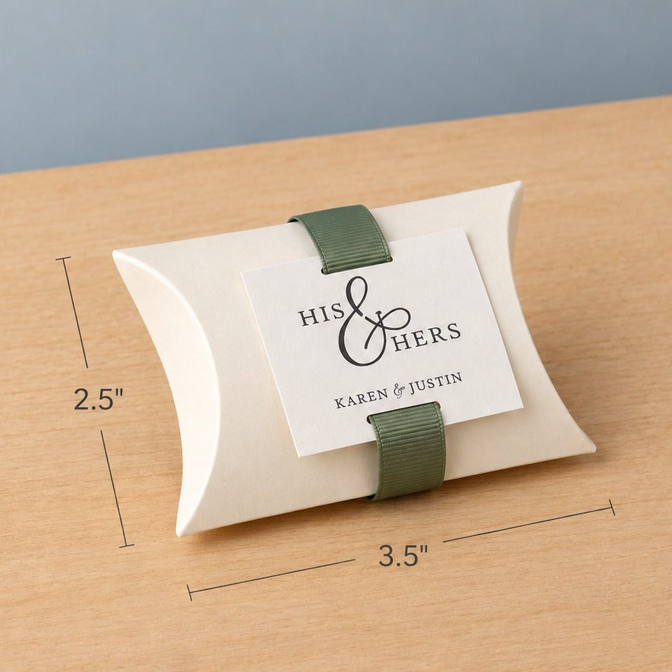 Custom Treat Favor in a small pillow box, 3.5 by 2.5 inches