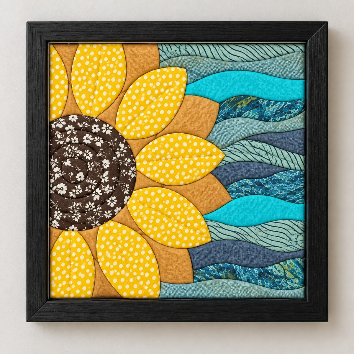 The same sunflower design in a black frame.
